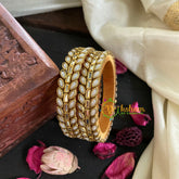 Kids Silk Thread Kundan Bangle-Kada-White Matt -G4905